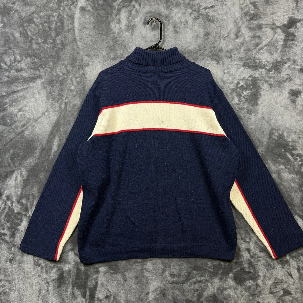 Arsenal FC Turtleneck Sweater Mens XL Navy Blue Good Knit Cannon Crest Pullover